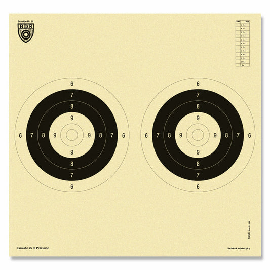 125 x BDS Langwaffenscheibe Präzision 25m mit 2 Spiegel